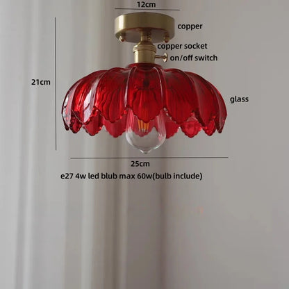 DecorBites™ Green Flower Glass LED Ceiling Light Fixture - Nordic Modern Design