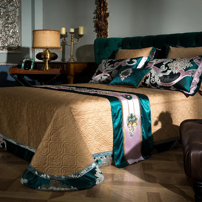 طقم أغطية سرير DecorBites™ 200S مطرز من القطن المصري، مقاس كوين كينج