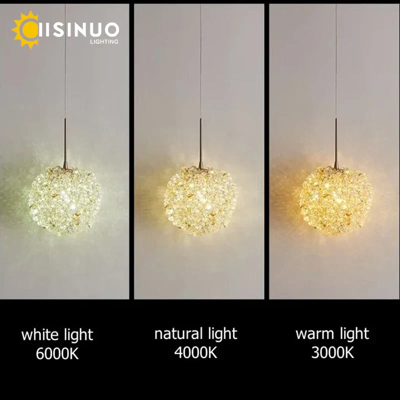 Lámpara colgante de bola de cristal DecorBites™ para dormitorio o bar