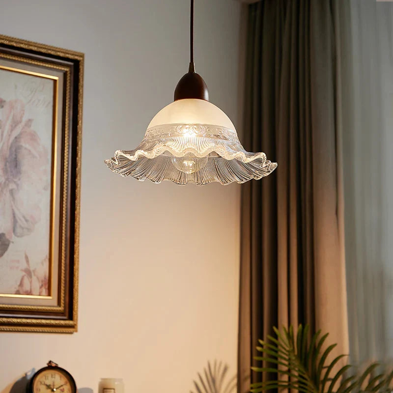 Luces colgantes LED de vidrio y madera Decorbites™: Lámpara colgante de estilo nórdico moderno para dormitorio y balcón