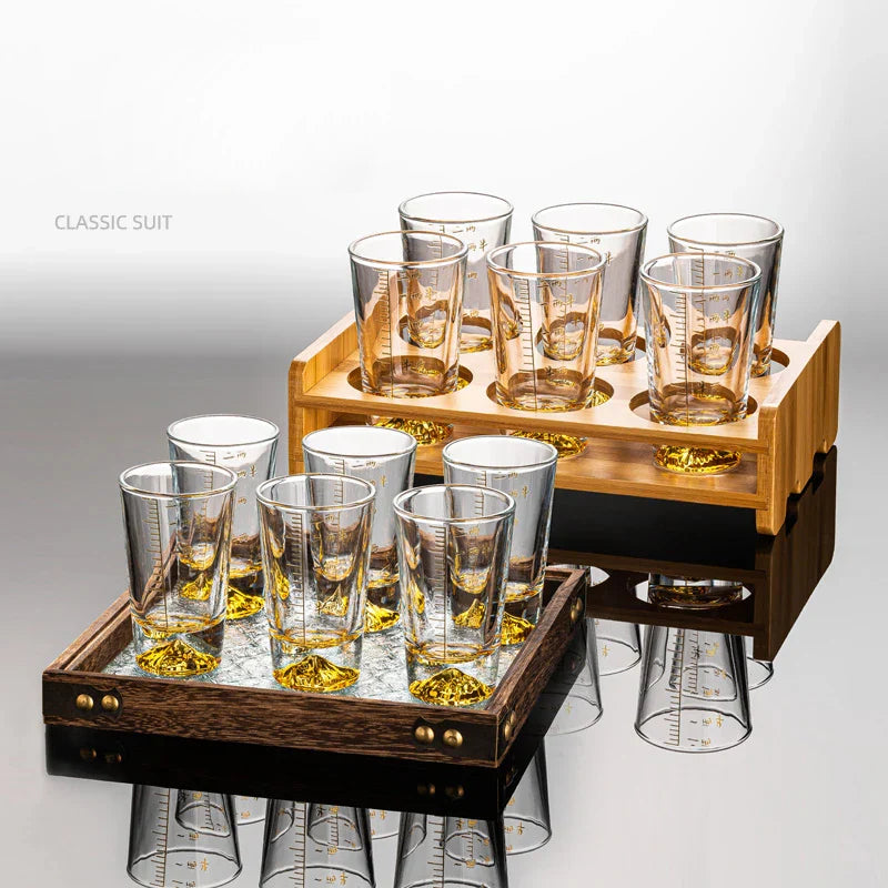 DecorBites™ Clear Glass Liquor Cup Set 2oz Chinese Spirit Drinking Glasses with Graduated Line