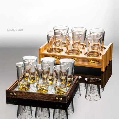 DecorBites™ Clear Glass Liquor Cup Set 2oz Chinese Spirit Drinking Glasses with Graduated Line