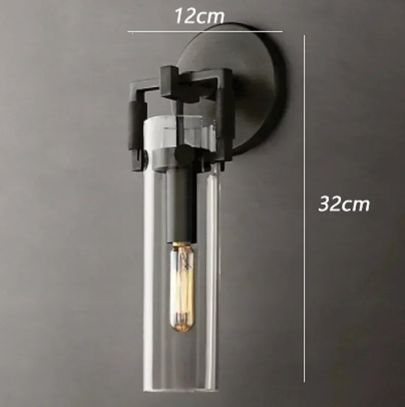 DecorBites™ Glass Wall Lamp Industrial Style Retro Sconce for Bedroom Study Loft Dining Room