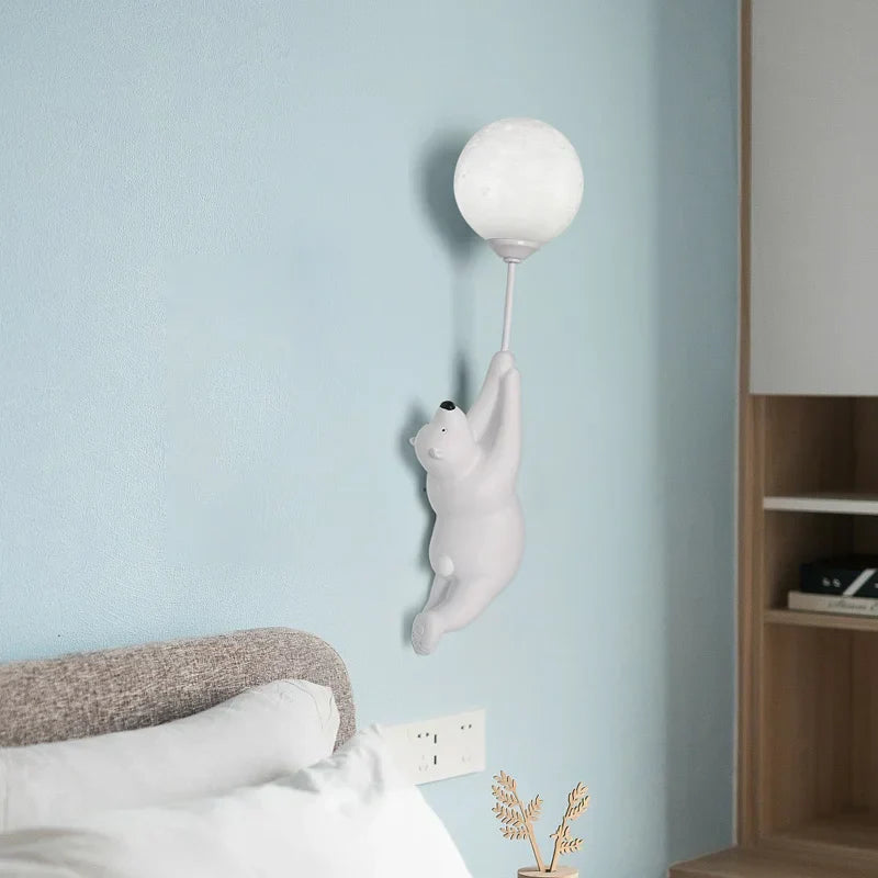 ديكور بايتس™ - مصباح ليلي على شكل دب: مصباح قمري على شكل كرتون نورديك لديكور غرفة الأطفال