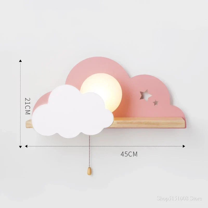 DecorBites™ Cloud Moon Wall Lamp with Pull Switch, Cartoon Style for Modern Home Decor