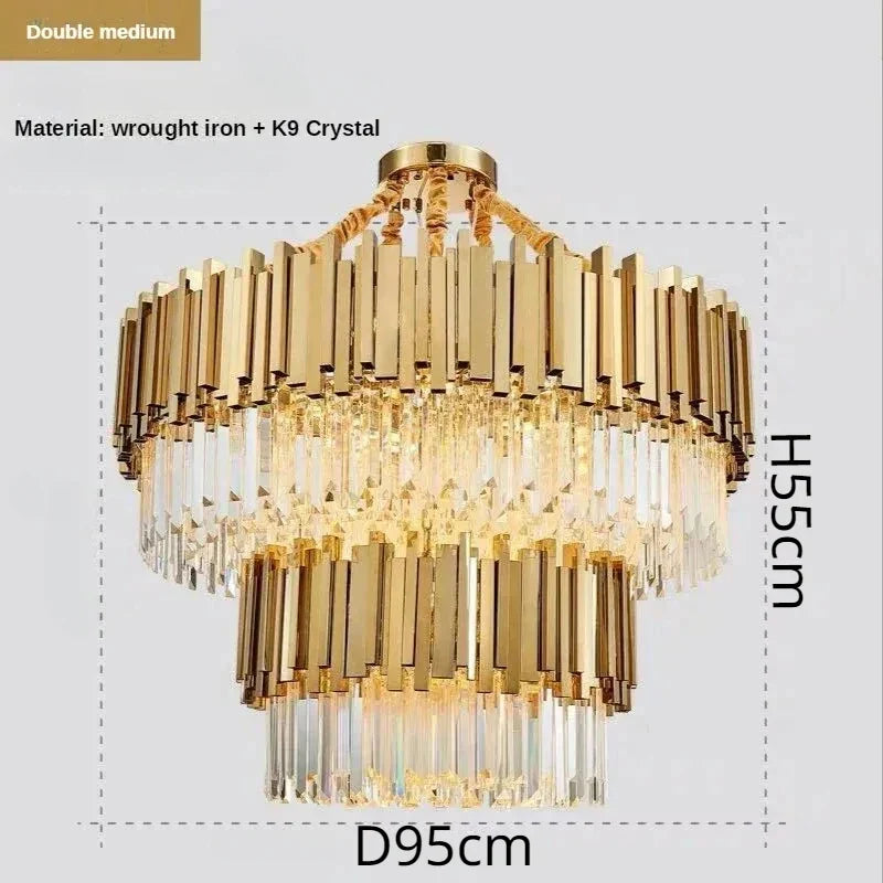 DecorBites™ Crystal Ceiling Chandelier: Luxury Round LED Light for Living Room, Artistic Home Decor