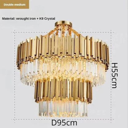 DecorBites™ Crystal Ceiling Chandelier: Luxury Round LED Light for Living Room, Artistic Home Decor