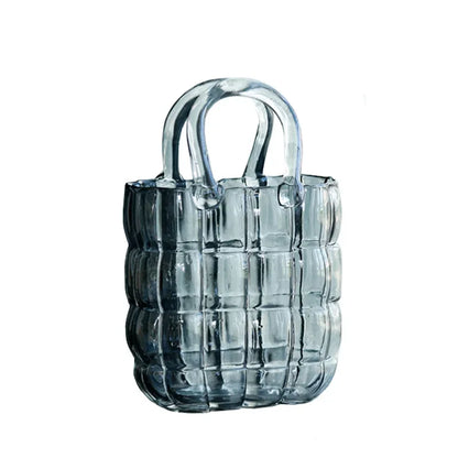 DecorBites™ Clear Glass Vase Terrarium Handbag for Living Room Decoration
