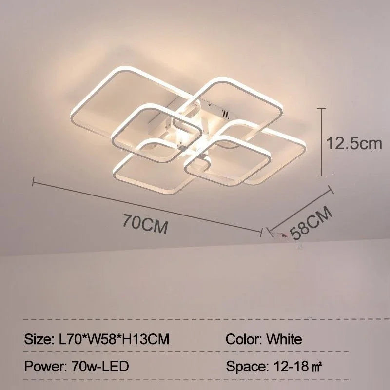 DecorBites™ LED Ceiling Light 4 Rings 78W Square for Living Room Bedroom Bar