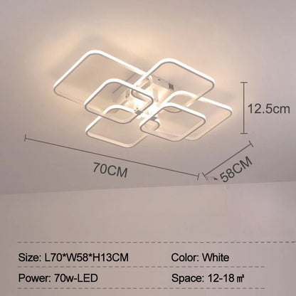 DecorBites™ LED Ceiling Light 4 Rings 78W Square for Living Room Bedroom Bar
