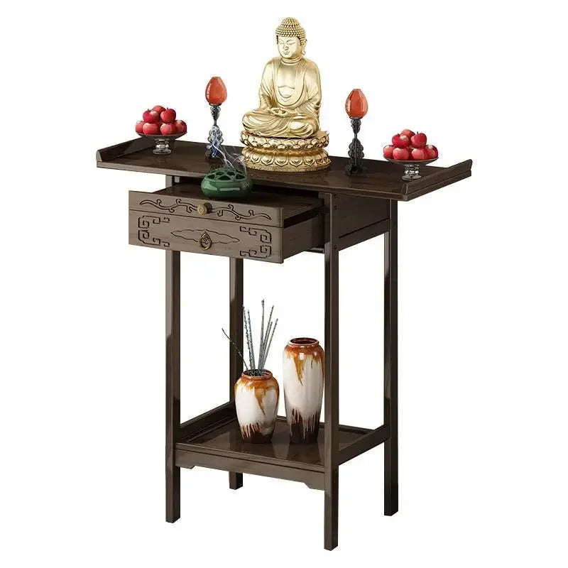 DecorBites™ Bamboo Console Table with Drawer for Living Room - Vintage Side Table