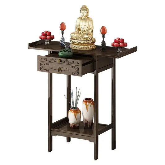 DecorBites™ Bamboo Console Table with Drawer for Living Room - Vintage Side Table