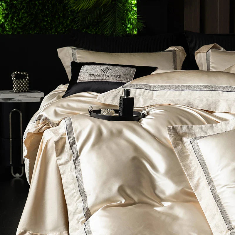 Decobites Luxe Champagne Bedding Set in Silky Egyptian Cotton - Queen King Sizes