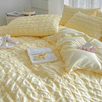 طقم أغطية سرير من قماش الفقاعات من DecorBites™ للفتيات، طقم غطاء لحاف صيفي ناعم، لطيف على البشرة وسهل النوم