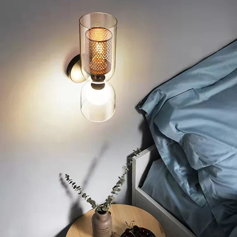 DecorBites™ Clear Glass Wall Light Sconce, Modern Bathroom Bedroom Foyer Lighting Fixtures