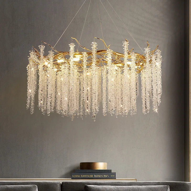 Decorbites™ Gold-Kristall-Kronleuchter: Moderner Luxus-Hängender Ast, für Esszimmer Küche Wohnzimmer Schlafzimmer