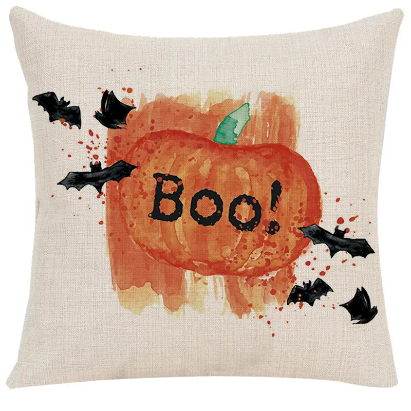 Funda de cojín de lino Decorbites™ de Halloween para la decoración del salón y el sofá - Truco o trato