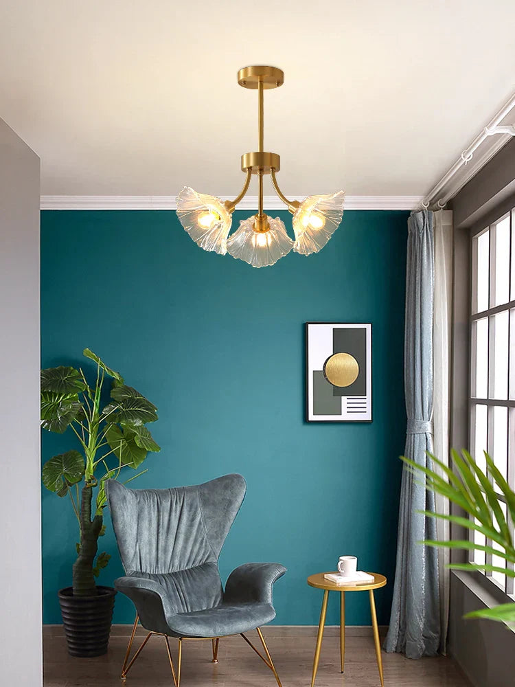 DecorBites™ Glass Flower Chandelier Ceiling Light for Bedroom Living Room Hallway Kitchen