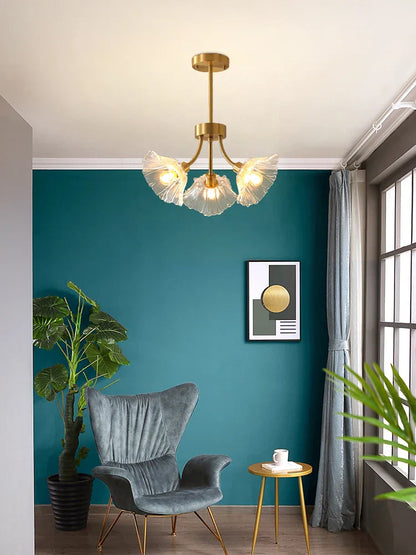 DecorBites™ Glass Flower Chandelier Ceiling Light for Bedroom Living Room Hallway Kitchen