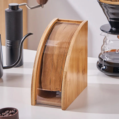 Decorbites™ Bambus-Kaffeefilter-Halter: Kapazität für 100 Stück mit staubdichtem Deckel