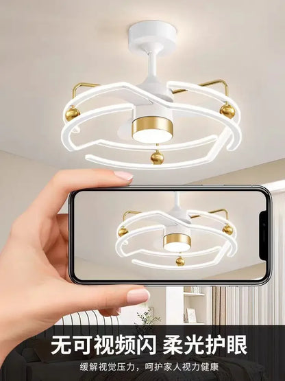 Lámpara de techo con ventilador DecorBites™ color crema para dormitorio con control remoto, elegantes accesorios de iluminación para dormitorio