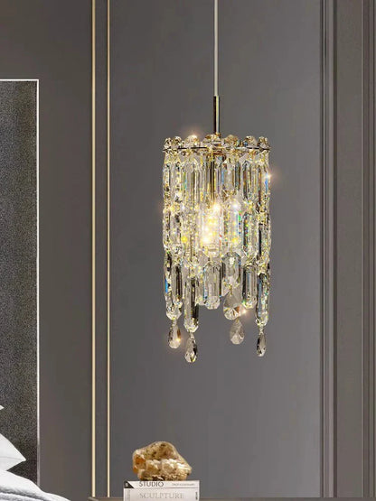 Lámpara colgante de cabecera de cristal DecorBites™ para dormitorio principal, candelabro de restaurante de alta gama