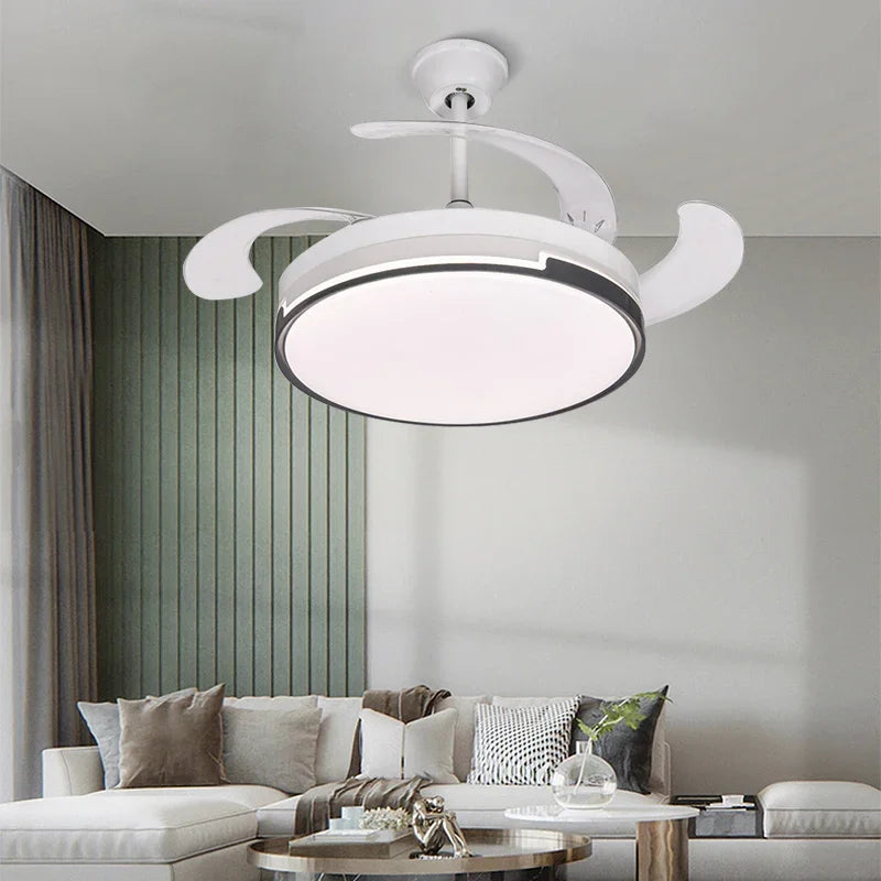 DecorBites™ Luminous LED Fandelier Fan Invisible Ceiling Retractable Blades Remote Control