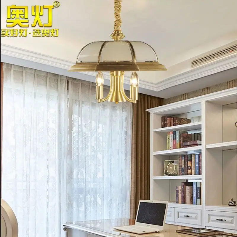 DecorBites™ Iron Bronze Pendant Light Glass Retro Modern Living Room Lamp