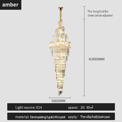 DecorBites™ Crystal Hollow Chandelier LED Light for Modern Luxury Living Room Loft