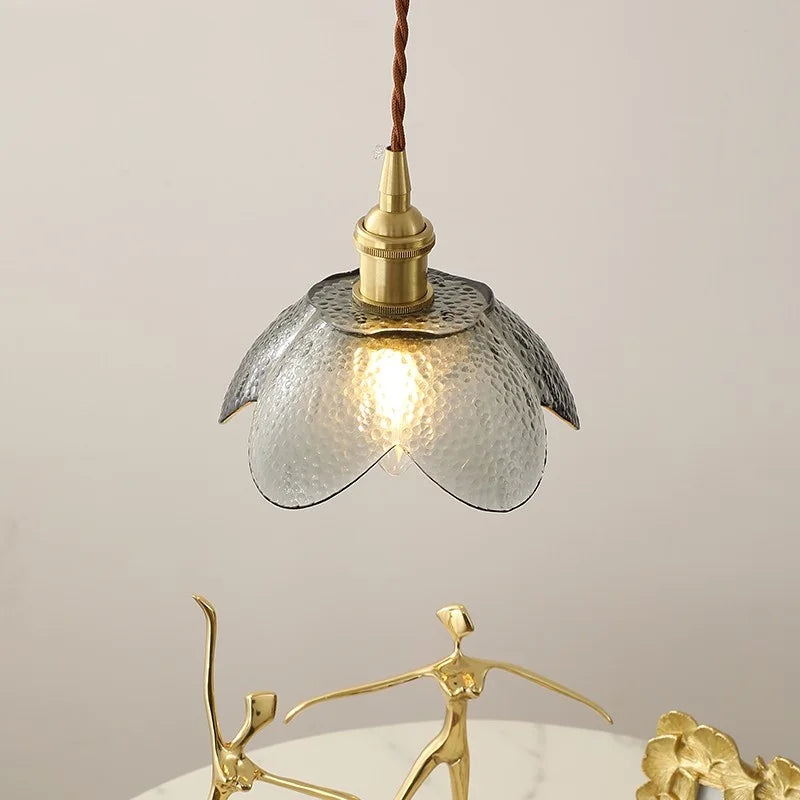 DecorBites™ Glass Copper LED Hanging Light: Nordic Pendant Lamp, Living Room Bedroom Coffee Knob Switch