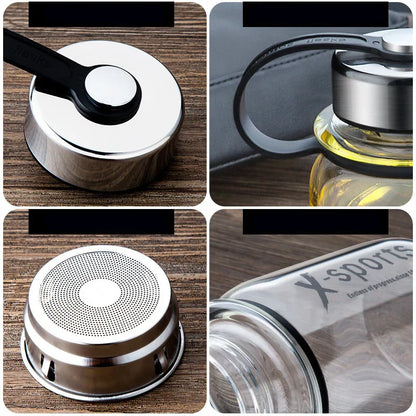Botella de Té de Vidrio Decorbites™ con Pantalla de Filtro y Tapa a Prueba de Fugas