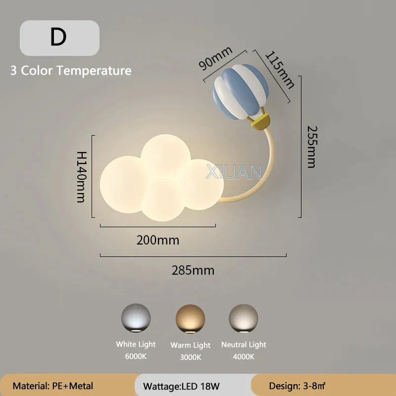 ديكوربايتس™ مصباح حائط للأطفال على شكل طائرة ورقية بألوان قوس قزح