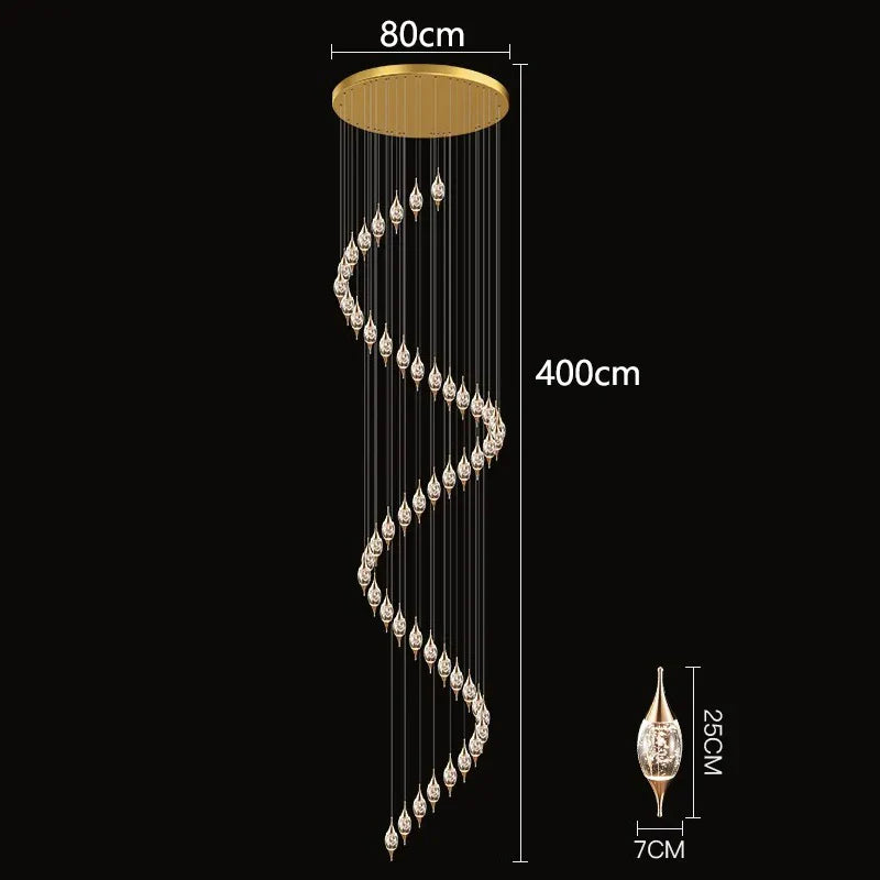 DecorBites™ Crystal Chandelier Stair Pendant Lamp Living Room Interior Lighting