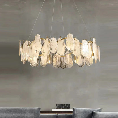 DecorBites™ Cloudy Glass Chandeliers: Modern LED Lustre Indoor Lighting for Living Room Décor