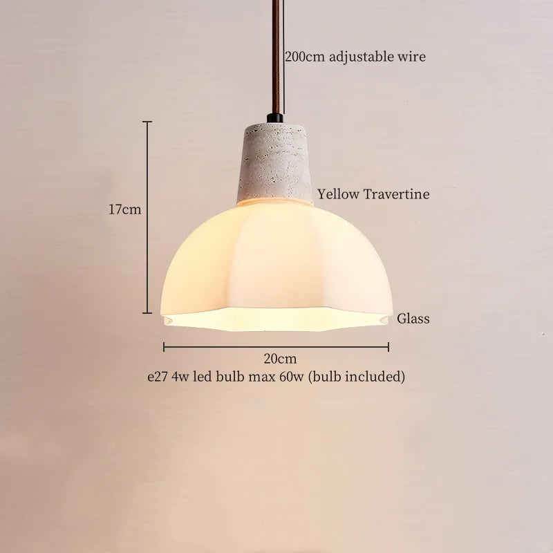 Luces colgantes LED de Piedra de Vidrio Decorbites™ - Travertino Amarillo Lámpara Vintage Colgante