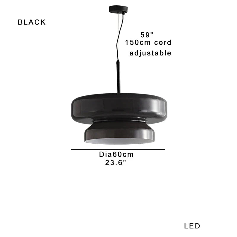 Green Glass Pendant Light Polished Steel 60cm