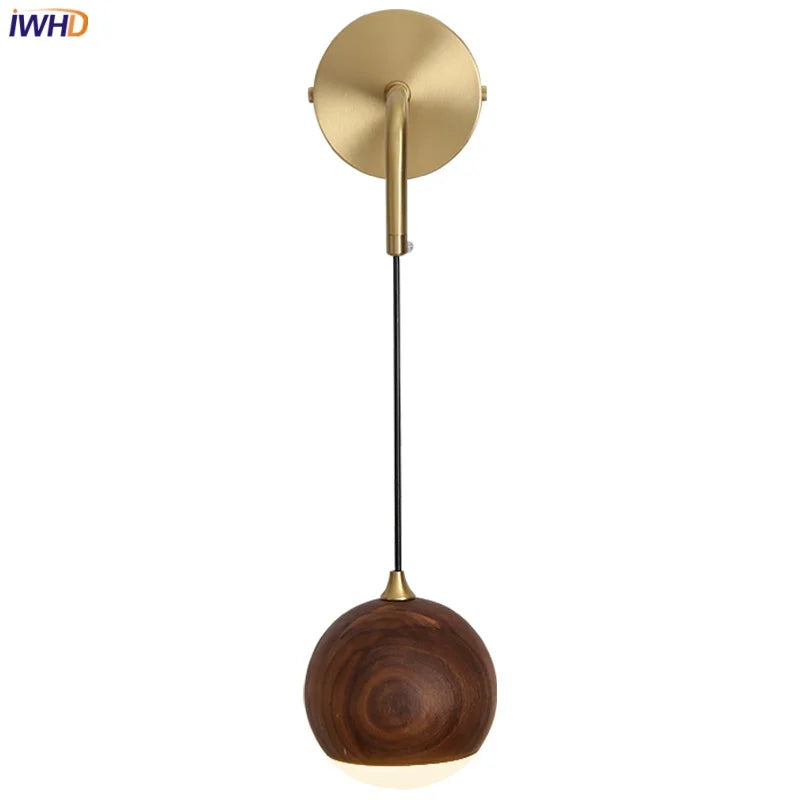DecorBites™ LED Walnut Wood Wall Light Sconce with Adjustable Acrylic Lamparas