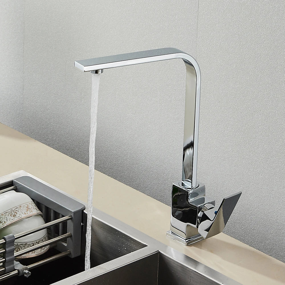 Grifo de cocina Decorbites™: Cromo/Oro con rotación de 360° Mezclador de grifo, montado en cubierta para fregadero de utilidad