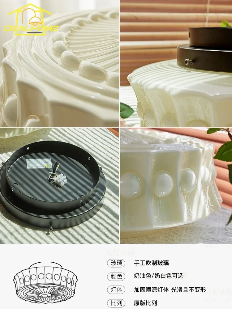 Lámpara de techo LED de cristal color crema DecorBites™ Estilo retro medieval