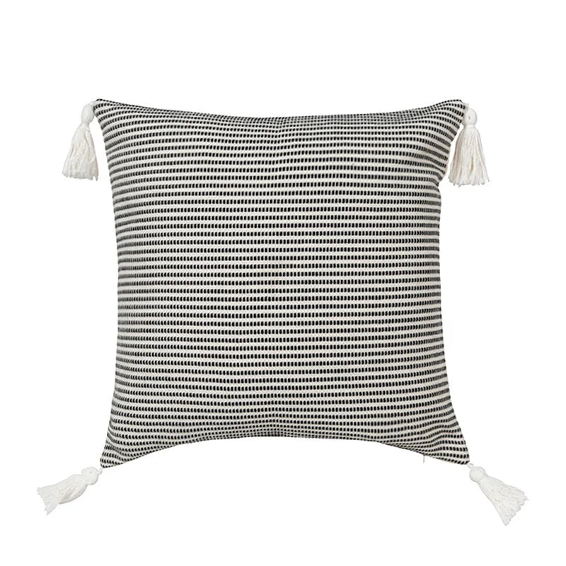 DecorBites™ Boho Jacquard Flower Throw Pillow Case with Tassels - Home Sofa Decor