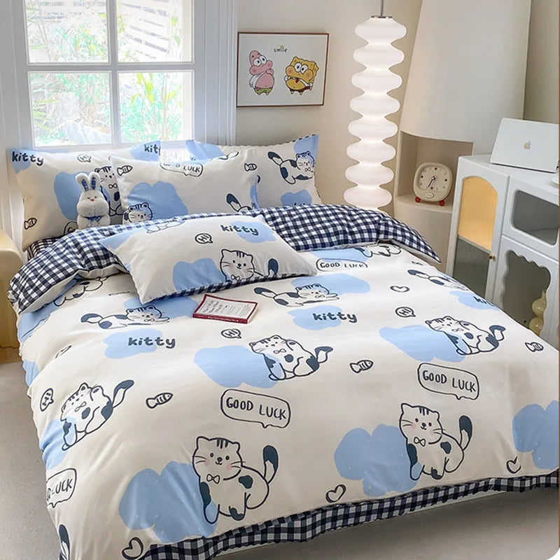 DecorBites™ Cute Printed Cotton Duvet Cover for Double Queen Bed - Cozy & Non-Fading