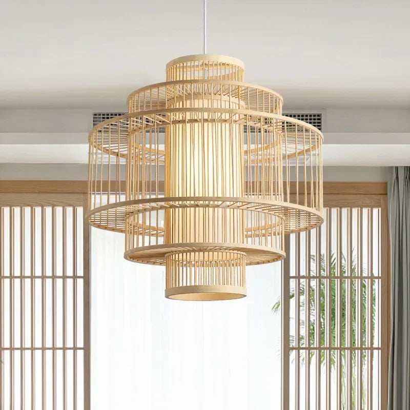DecorBites™ Bamboo Ceiling Chandelier for Home Garden Restaurant Bedroom Study Decoration Lamps