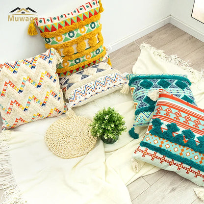 DecorBites™ Bohemian Floral Throw Pillow Cover with Tassels