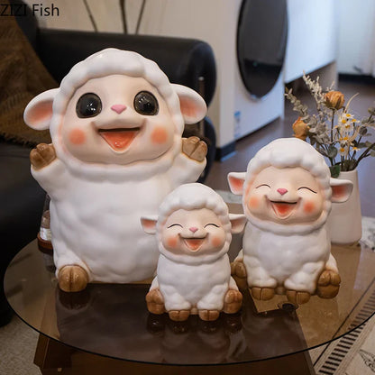 DecorBites™ Little Lamb Child Savings Jar Piggy Bank Aesthetic Desk Ornament Sculpture