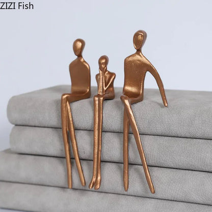 DecorBites™ Gold Plated Figure Sculpture Set | Abstract Desk Decoration | Character Statue