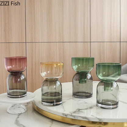 DecorBites™ Glass Vase Hydroponics Flower Pots for Desk Decoration and Floral Arrangement