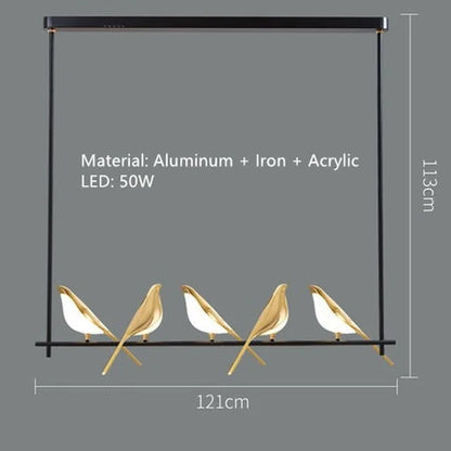 Lámpara de techo DecorBites™ Gold Magpie Bird: Iluminación moderna para interiores del hogar, ideal para sala, comedor y cocina.