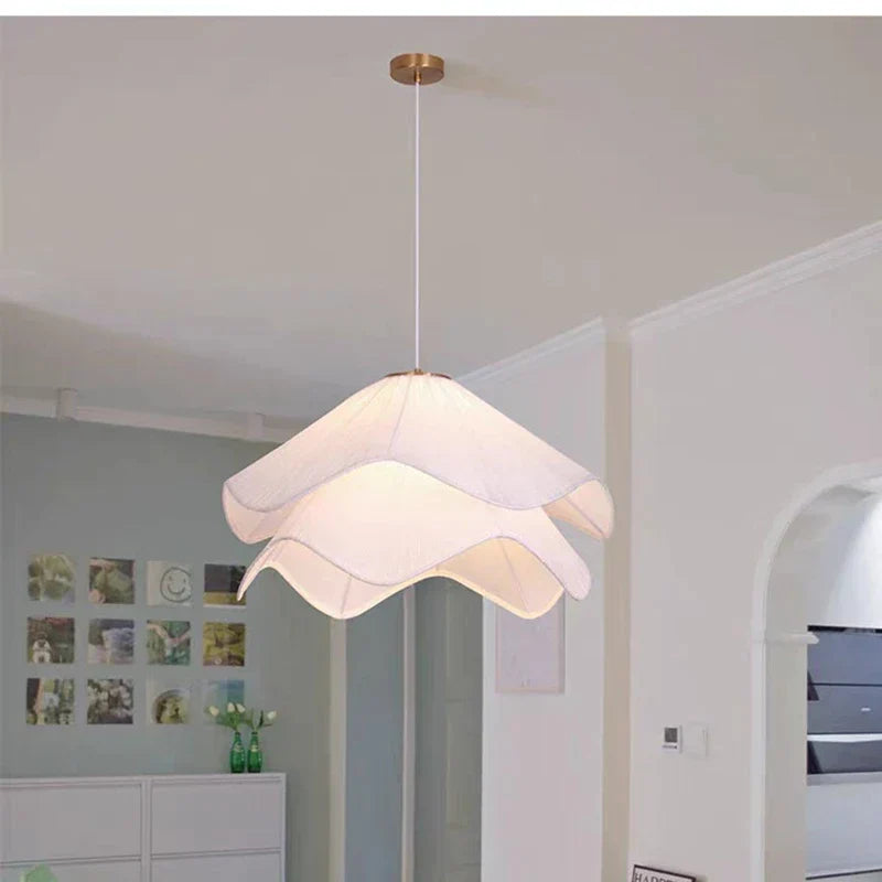 DecorBites™ LED White Fabric Pendant Light for Living Room Bedroom Dining Table