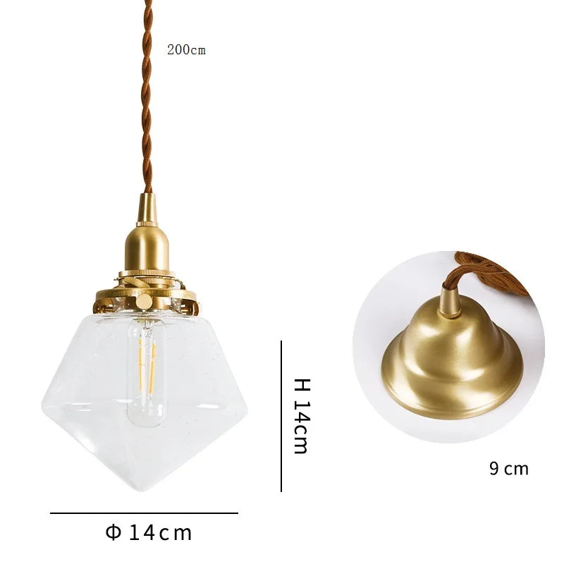 DecorBites™ Clear Glass LED Pendant Light: Modern Copper Hanging Lamp for Home Indoor Decor