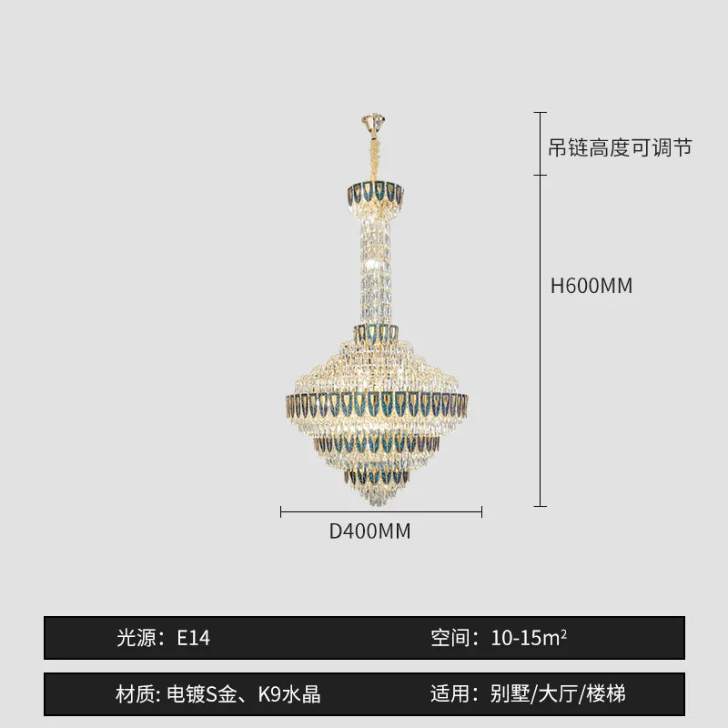 DecorBites™ Crystal Chandelier for High-End Designer Duplex Living Room